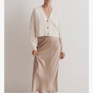 Madewell Cable Crop Cardigan in Antique Cream
